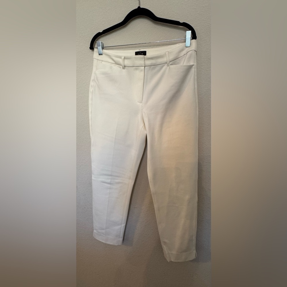 White House Black Market Cream Straight Leg Pants